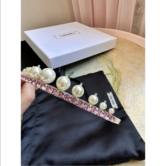 Crown headband with pink crystals & perls - Picture 5 of 6